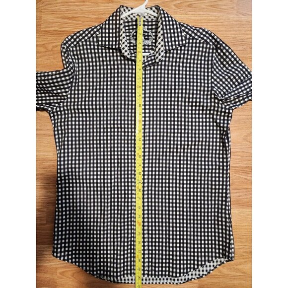 Bugatchi Shaped Fit Long Sleeves Black And White Men Shirt Medium - Picture 8 of 9